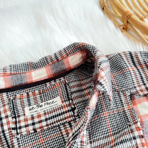 Free People Wildfire Plaid Top Blouse Shirt Flannel Oversized Slouchy Cotton - Picture 9 of 14